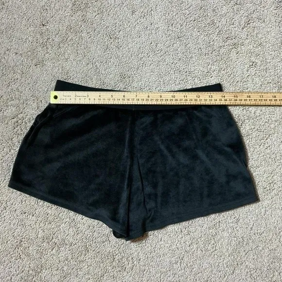 Juicy Couture Y2K Velour Sleep Shorts Womens Small Black Rhinestone Logo Lounge - Image 4