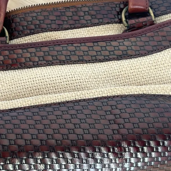 Brahmin vintage rare wicker and brown leather shoulder purse bag - Image 7
