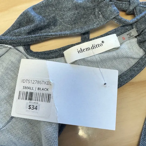 NWT Idem Ditto Washed Ruched Halter Crop Top S12786T-KB‎ Small Gray Streetwear - Image 6