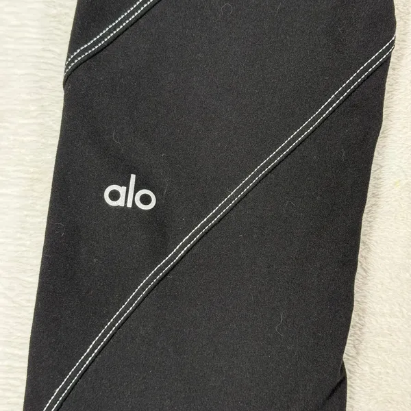 Alo Yoga Womens Black Moto High-Waist Contrast Stitch Leggings Small RN87370 - Image 6