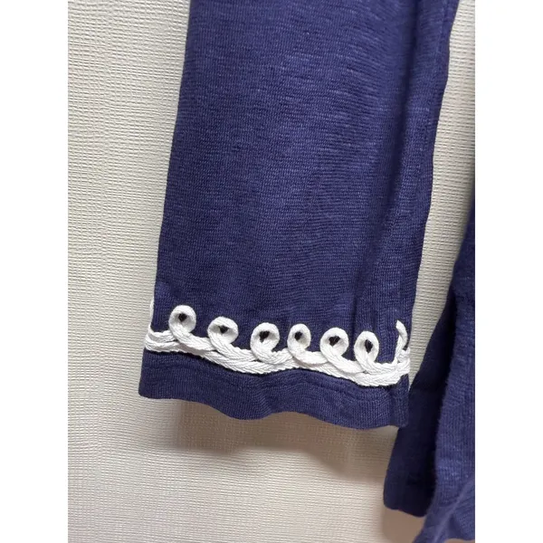Lilly Pulitzer Thea Tunic Top Sz S Blue White Embroidered Long Sleeve Resort - Image 3
