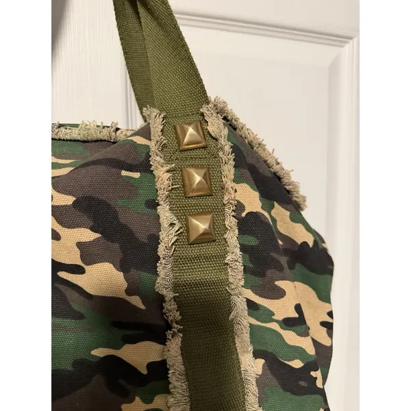 Steve Madden‎ Camo Green Tote Bag Camouflage Gold Studs Gorpcore Urban Punk - Image 5