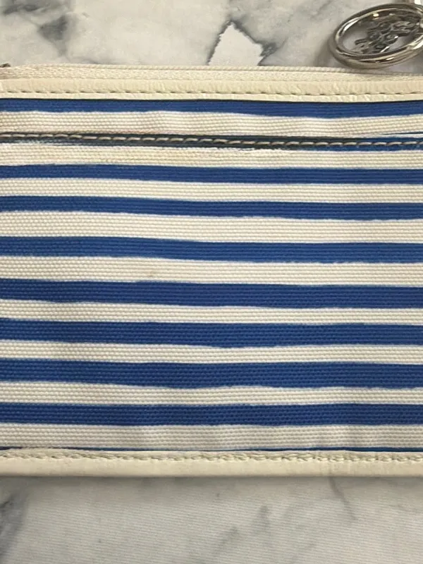 Coach POPPY RARE Blue & White Striped Card Holder WITH SEQUINS - Image 6