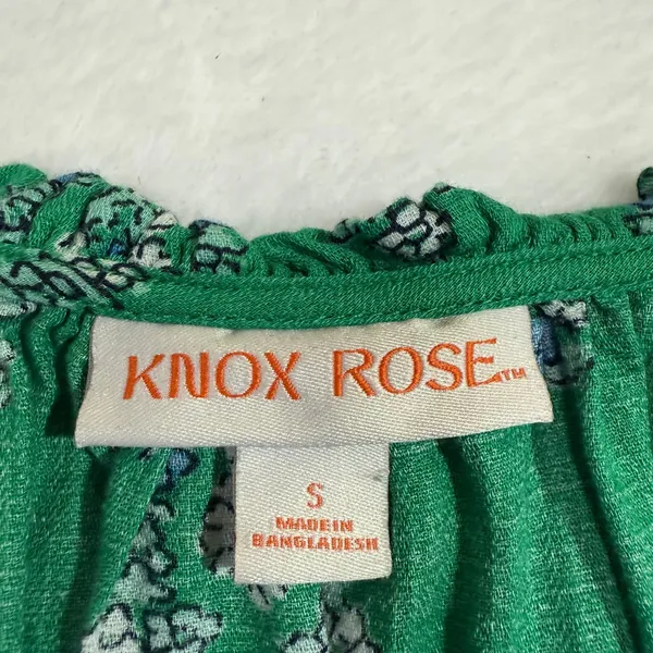 Knox Rose‎ S Green Paisley Peasant Top Boho Floral Puff Sleeve Cottagecore - Image 4