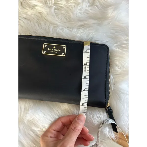 Kate Spade New York Black Gold Zip-Around & Logo Plate Kaden Wallet - Image 8