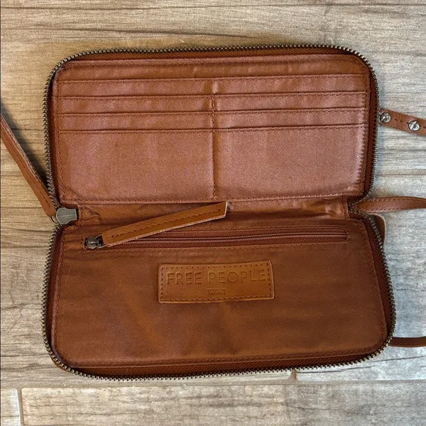 Free People Distressed Vegan Wristlet Wallet With Arm Straps. - Image 3