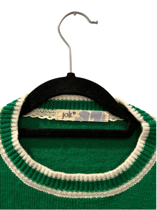 Jolt Bah Humbug Green Ugly Christmas Sweater Dog Santa Hat Women's Medium Sequin - Image 3