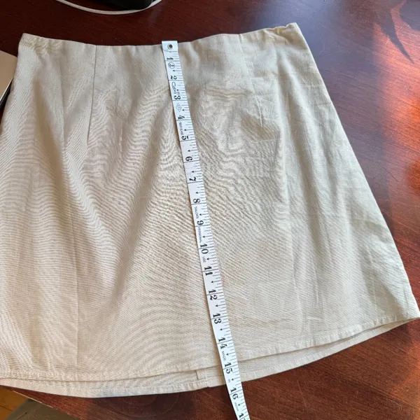 PRINCESS POLLY New Cariss Linen Blend Mini Skirt Beige Tan Size 4 - Image 8