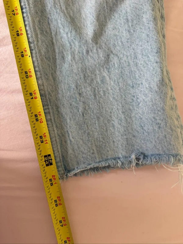 Zara Straight Cropped Straight Jeans Sz 6 High Waist Button Fly Fray Hem - Image 7