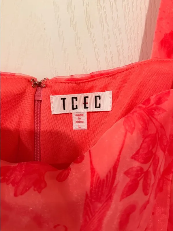 Final Price TCEC Coral Pink Floral Mini Dress - Image 2