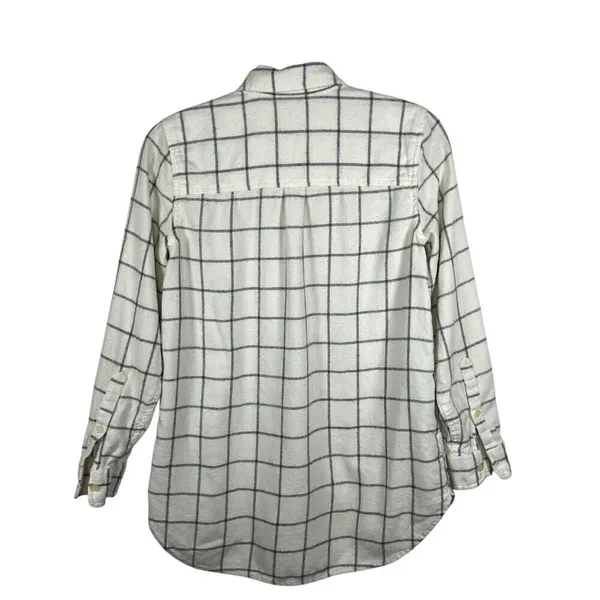 Madewell Button‎ Up Collared Checkered Top Women’s Size Medium White Cotton Wool - Image 2