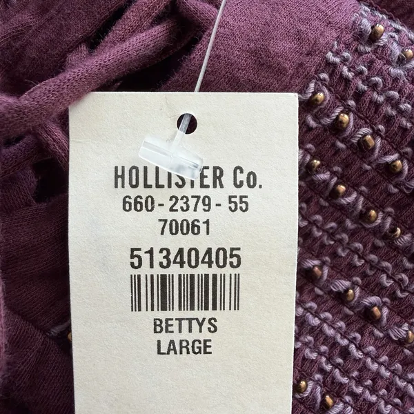 Y2K Hollister Beaded Babydoll Tiered Halter Top Womens L Burgundy Fairycore - Image 12