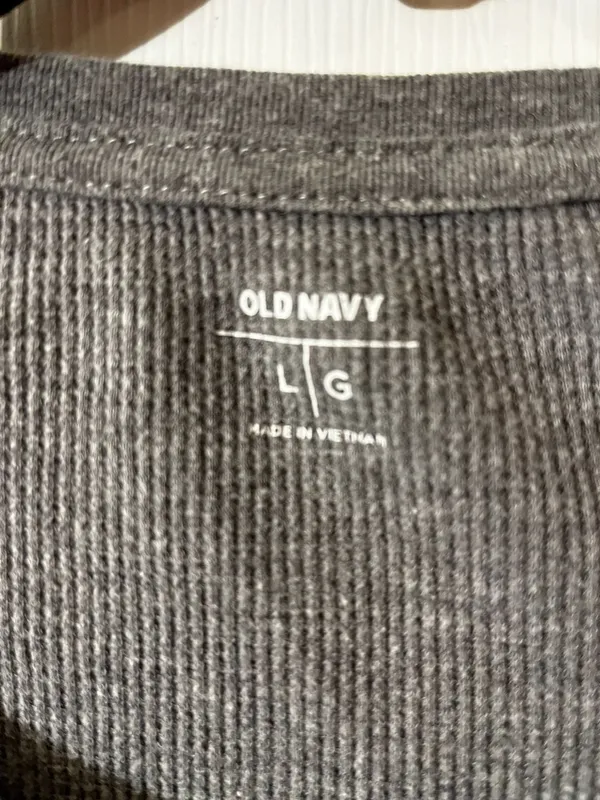 Old Navy Women's Long Sleeve Waffle Knit Graphic T-Shirt Gray Baby It's Cold Out - Image 3