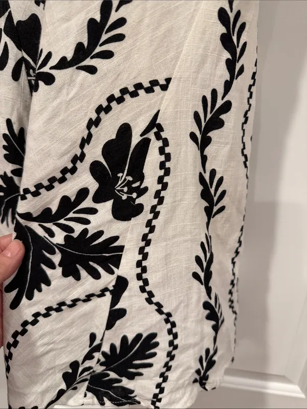 White closet‎ Black & cream Floral Twist-Front Mini Dress linen blend med - Image 3