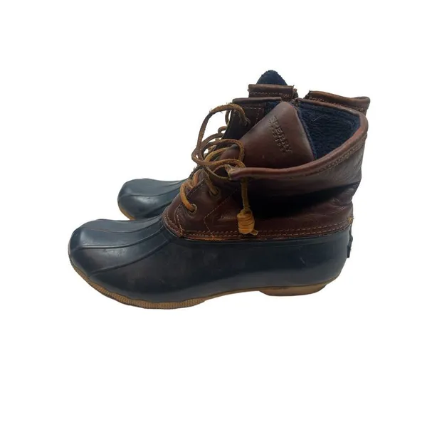 Sperry Top Sider Womens Navy Brown STS91175 Saltwater Duck Boots Size 6 waterpro - Image 2