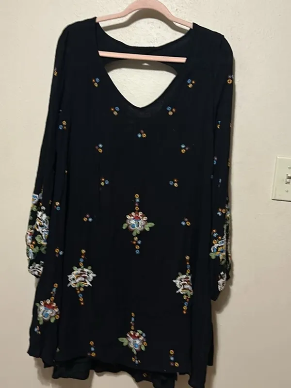 Free People Oxford Embroidered Mini Dress Large Black - Image 11