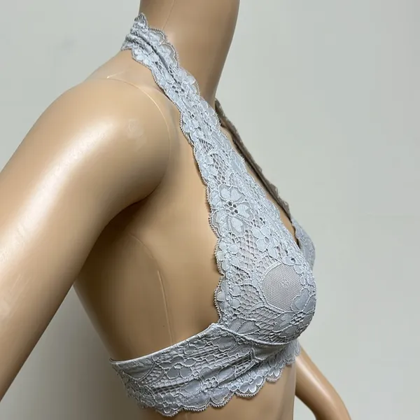 Free People Lace Halter Bralette in gray size XS - Image 3
