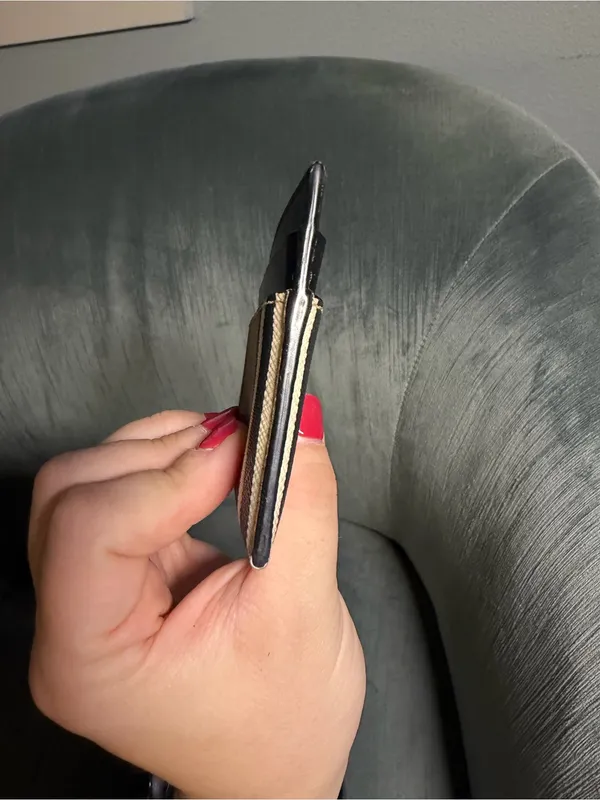Burberry Black, Beige & Red Striped Card Holder - Image 7