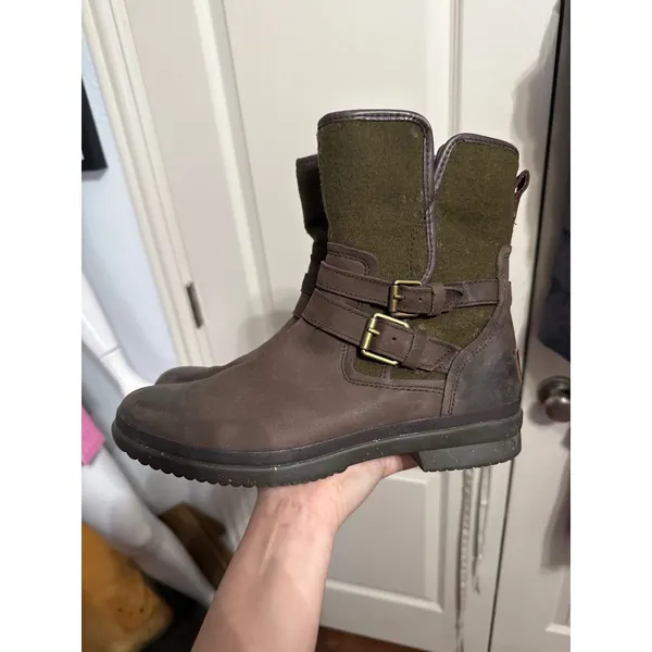 UGG Simmens Waterproof Leather Wool Boots Equestrian Goblin Renaissance Earthy - Image 4