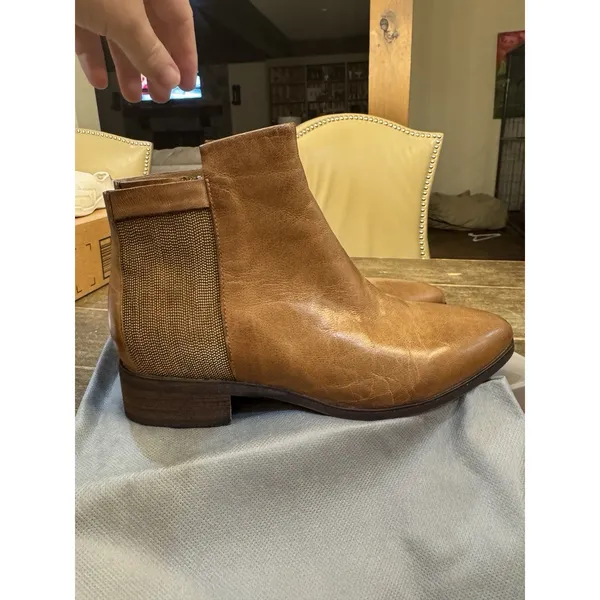 Antelope Carson‎ Bootie Size 37 US 6-7 Taupe Brown Metallic Insert Distressed - Image 7
