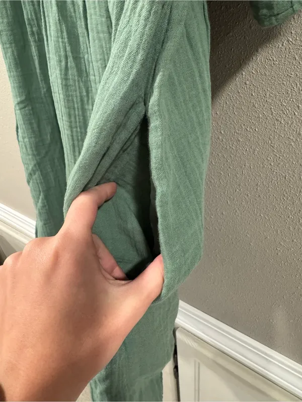 NWT Old Navy Green Solid Short Sleeve Ruffle Dress - Image 3
