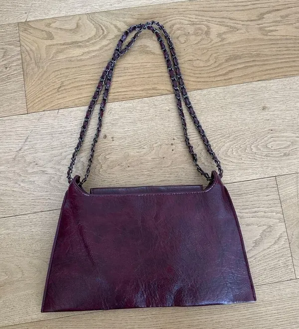 No brand - Crossbody Faux Leather Handbag in Dark Red - Image 4