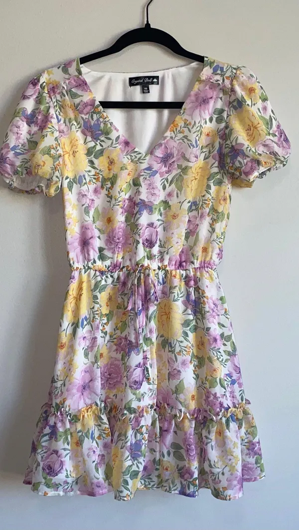 Crystal Doll Floral Flowy Puffed Sleeve Dress - Image 3