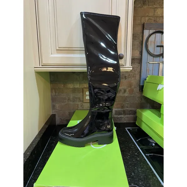 SAM EDELMAN Lydia Black Patent Knee Over the Boot Size 7 - Image 4