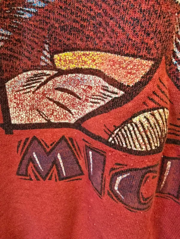 {XXL} Vintage Disney Mickey Mouse Sweatshirt Brazos Sportswear Red **flaws** - Image 6