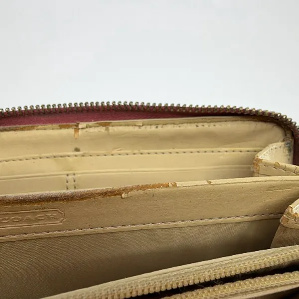 Coach Signature C Zip Around Brown Coated Canvas Wallet - Image 5