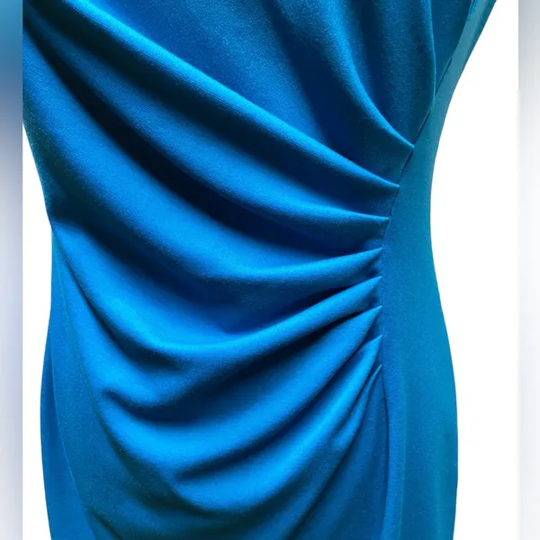 Calvin Klein sleeveless ruched dress. Deep turquoise blue. Size 4 NWT - Image 4