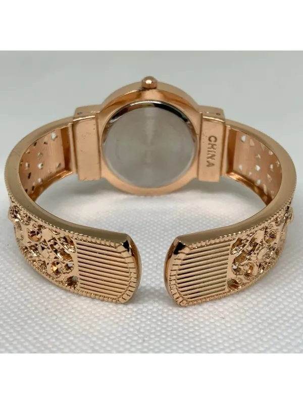 Women’s rose gold tone cuff bracelet watch 32mm rhinestones bracelet 7” running - Image 4