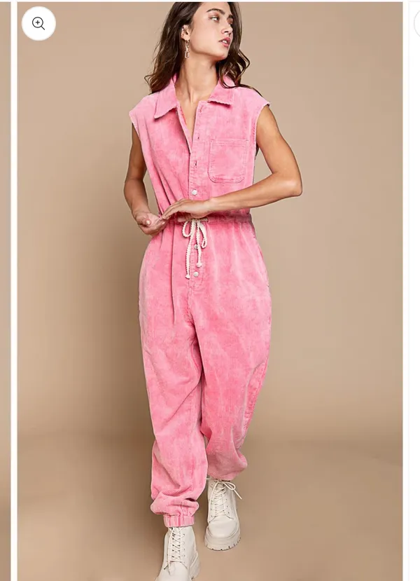 Boutique Corduroy Pink Jumpsuit - Image 3