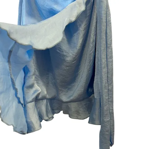 Lucy in the‎ Sky XS Blue Asymmetric Faux Wrap Short Dress Sleeveless - Image 4