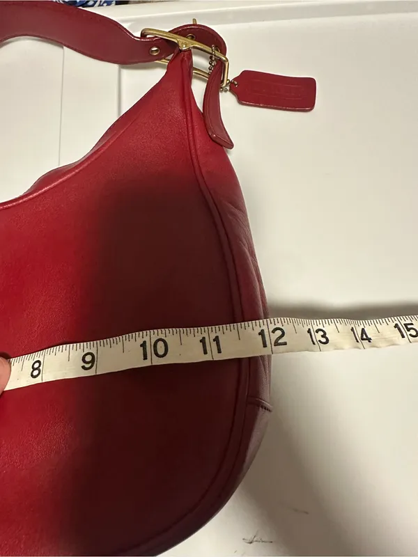 VINTAGE coach Legacy West Small Zoe Hobo Bag In Red leather style# 9342 - Image 9