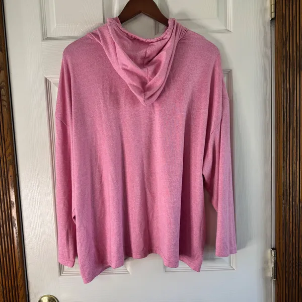 MUK LUKS Hoodie Pullover Top Keyhole Drawstring Pink Comfy Athleisure‎ 2X - Image 6