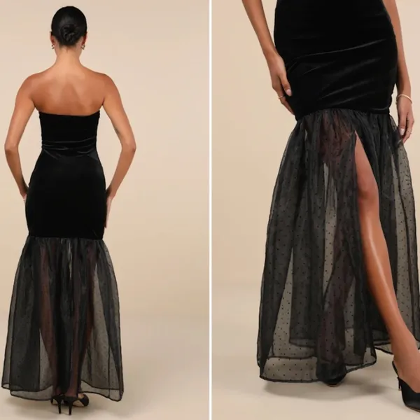 LULUS Prom Wedding Holiday Sexy Elegant Chic Vixen Velvet Cocktail Maxi - Image 4