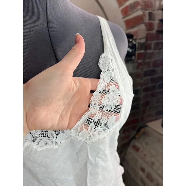 camisole slip white cotton sheer lace at bust - Image 4