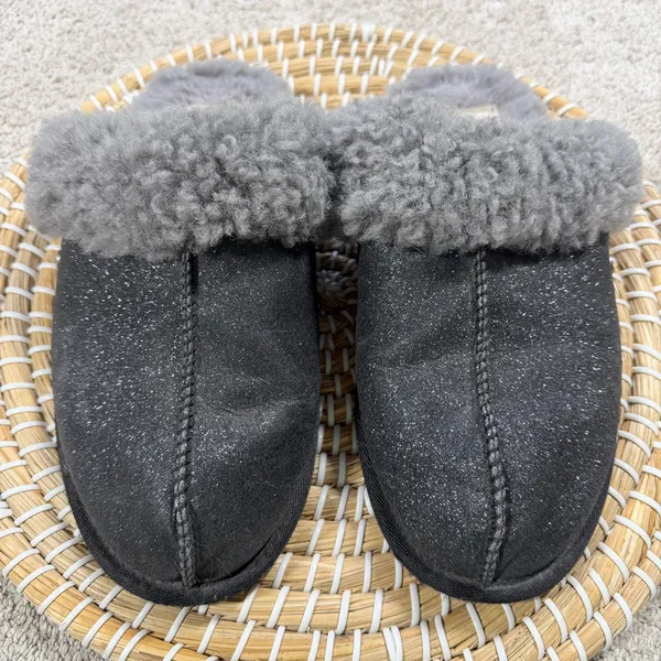 UGG Women’s Scuffette II Serein Slippers Slip-On Shearling Lined Black Sparkle 8 - Image 4