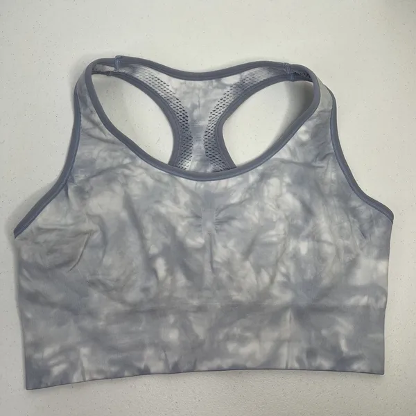 Gianni Bini Size L / XL Sport Bra Grey Tie Dye Seamless Racerback No Padding - Image 5