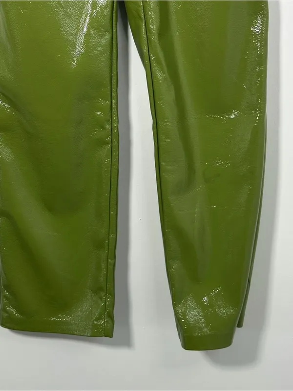 MESHKI Oakleigh Straight Leg Patent Pants Green Size Medium NWT - Image 2