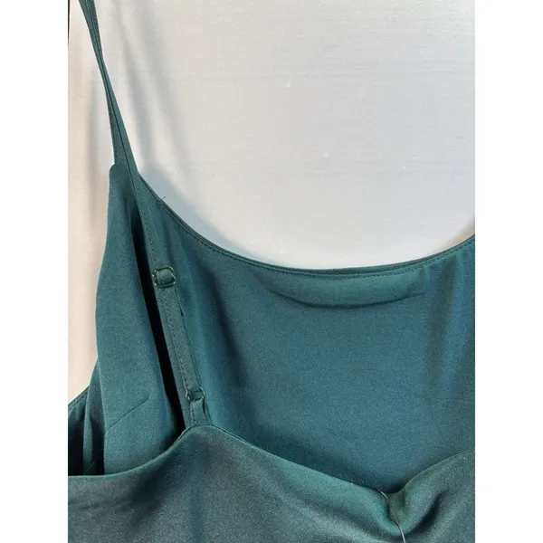 Express Women's Slip Dress Green‎ Jewel tone Satin Midi Spaghetti Strap NwT XS - Image 5