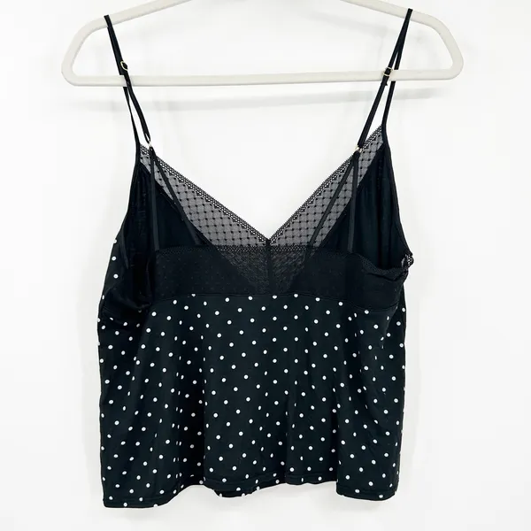 Victorias Secret Polka Dot Lace Trim Retro Pinup Rockabilly Cami Top Size‎ L - Image 8