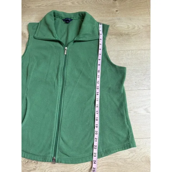 EUC Womens Lands End green fleece vest full zip outdoors hiking size L 14-16 - Image 4