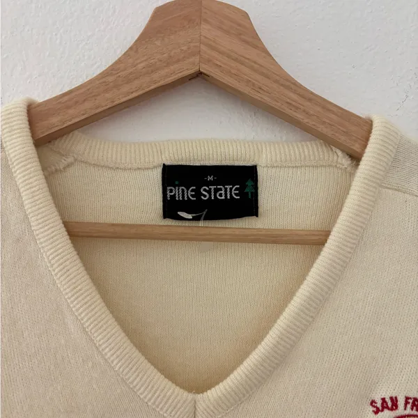 Vintage Pine State 49ers cream v neck sweater - Image 2