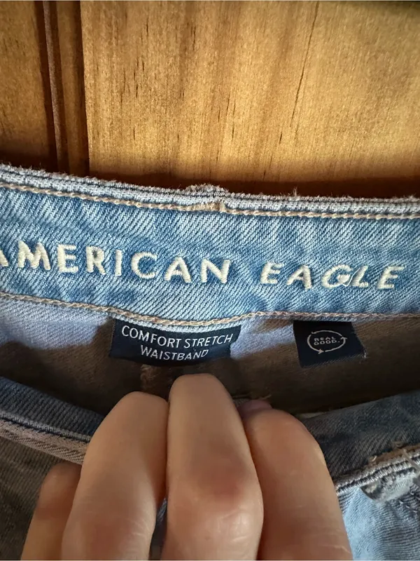 American Eagle Outfitters Light Wash Denim Midi Skirt with Front Slit - Image 7