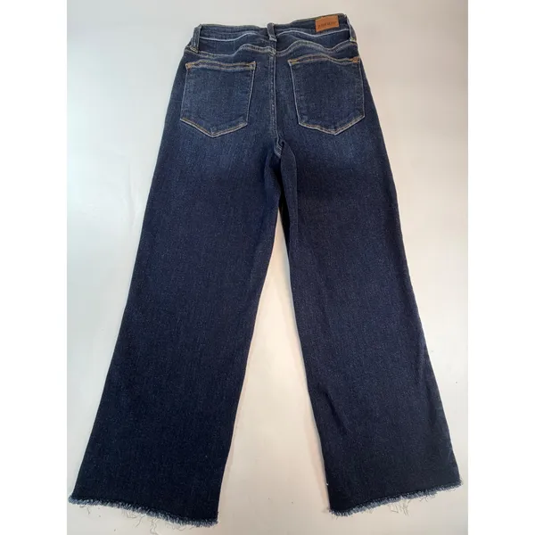 Judy Blue Wide Leg High Rise Raw Hem Dark Wash Jeans JB82517DK-CO Womens 1/25 - Image 2