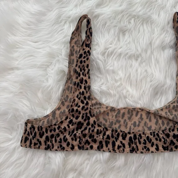 Skims Fits Everybody Micro Scoop Bralette Sienna Jaguar Print Size 4X - Image 5