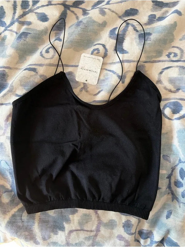 NWT- free people black skinny strap brami crop top - Image 2
