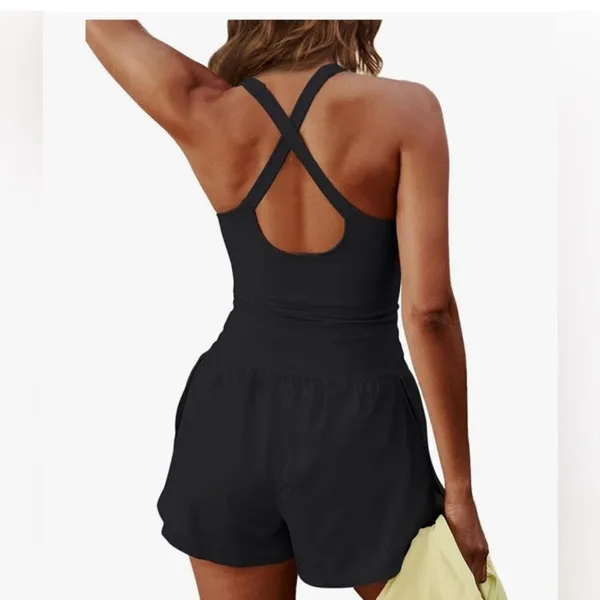 Amazon Black Sleeveless Cutout Romper - Image 4
